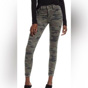Hudson Camo “Barbara” crop raw hem jeans